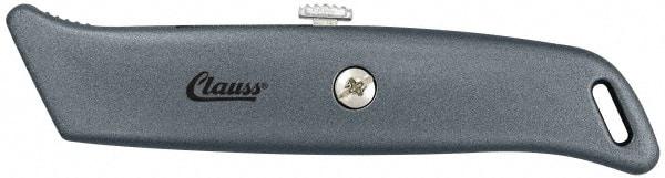 Clauss - Retractable Utility Knife - 2-1/4" Blade, Gray Steel Handle, 1 Blade Included - Apex Tool & Supply