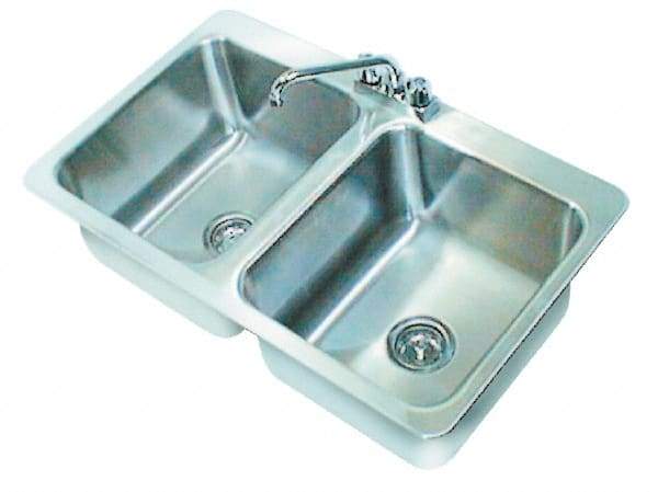 Advance Tabco - 14" Long x 16" Wide Inside, 2 Compartment, Stainless Steel Stainless Steel Drop In Sink - 18 Gauge, 33-1/2" Long x 20-1/2" Wide Outside, 10" Deep - Apex Tool & Supply