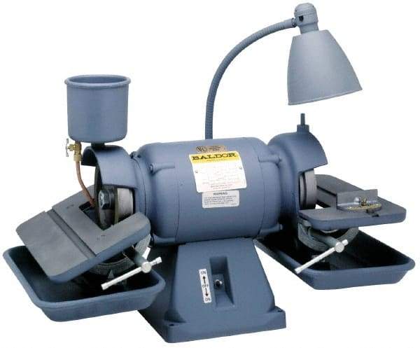 Baldor - 6" Wheel Diam x 1" Wheel Width, 1/2 hp Bench Grinder - 1-1/4" Arbor Hole Diam, 3 Phase, 3,600 Max RPM, 208 to 230/460 Volts - Apex Tool & Supply