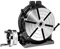 Yuasa - 10" Table Diam, Vertical Rotary Machining Table - 165.1mm Centerline Height, 3MT Center Taper, 11.94mm T-Slot Width, 90:1 Gear Ratio - Apex Tool & Supply