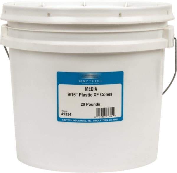 Raytech - Plastic Carrier, Polishing Tumbling Media - Cone Shape, Wet Operation, 9/16" Long x 9/16" High - Apex Tool & Supply