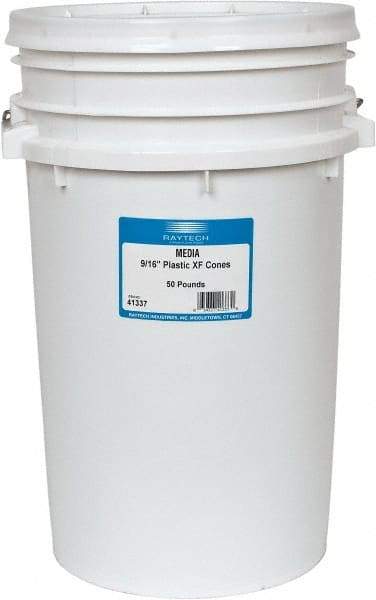 Raytech - Plastic Carrier, Polishing Tumbling Media - Cone Shape, Wet Operation, 9/16" Long x 9/16" High - Apex Tool & Supply