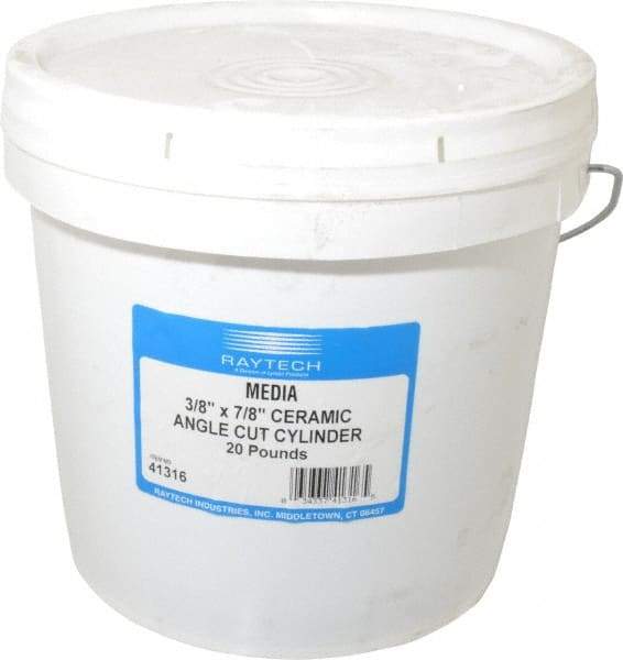 Raytech - Ceramic Carrier, Aluminum Oxide Abrasive, Polishing Tumbling Media - Cylinder Shape, Wet Operation, 3/8" Long x 7/8" High - Apex Tool & Supply