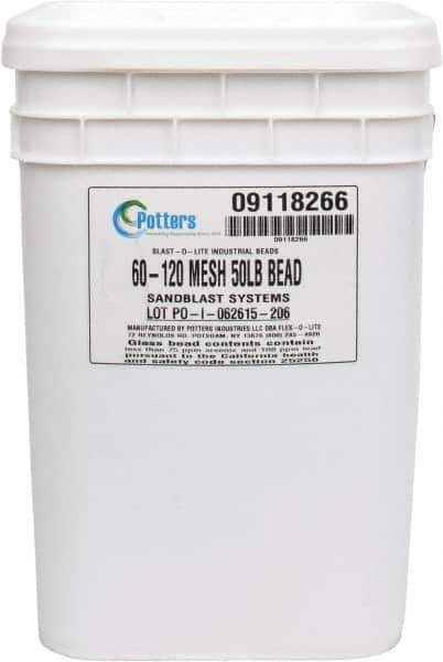 Made in USA - Medium Grade Smooth Glass Bead - 60 to 120 Grit, 50 Lb Pail - Apex Tool & Supply