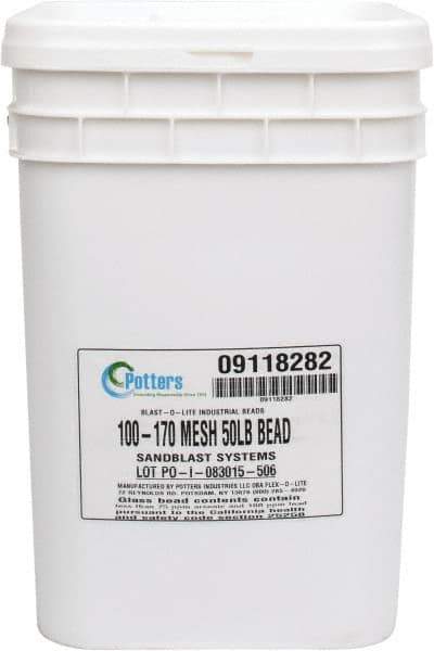 Made in USA - Medium/Fine Grade Smooth Glass Bead - 100 to 170 Grit, 50 Lb Pail - Apex Tool & Supply