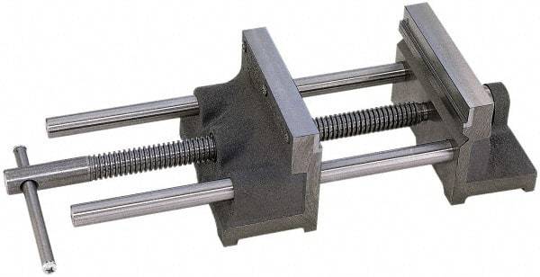 Heinrich - 10" Jaw Opening Capacity x 2-1/2" Throat Depth, Horizontal Drill Press Vise - 8" Wide Jaw, Stationary Base, Standard Speed, 18" OAL x 5" Overall Height - Apex Tool & Supply