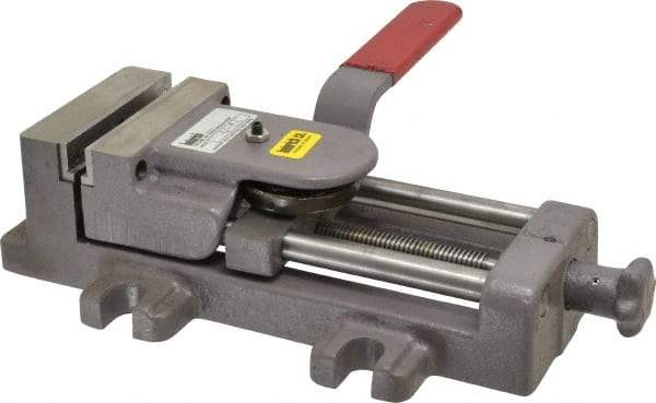 Heinrich - 4" Jaw Opening Capacity x 1-3/8" Throat Depth, Horizontal Drill Press Vise - 4" Wide x 1-3/8" High Jaw, Stationary Base, Standard Speed, 11-3/4" OAL - Apex Tool & Supply