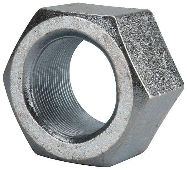 Value Collection - 2-12 UN Steel Right Hand Hex Nut - 3" Across Flats, 1-23/32" High, Zinc Clear Finish - Apex Tool & Supply