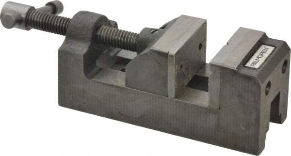 Palmgren - 1-1/2" Jaw Opening Capacity x 1" Throat Depth, Horizontal Drill Press Vise - 1-1/2" Wide Jaw, Stationary Base, Standard Speed, 5-1/8" OAL x 1-13/16" Overall Height, Cast Iron - Apex Tool & Supply