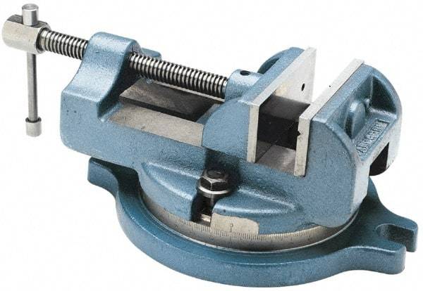 Palmgren - 4" Jaw Width, 4" Jaw Opening Capacity, Horizontal Swivel Machine Vise - Manual Operation, 1 Station, 11-3/4" Long x 4-3/4" High x 1-3/4" Deep, 1-3/4" Jaw Height, 30,000 psi Max Clamp Force, Cast Iron - Apex Tool & Supply