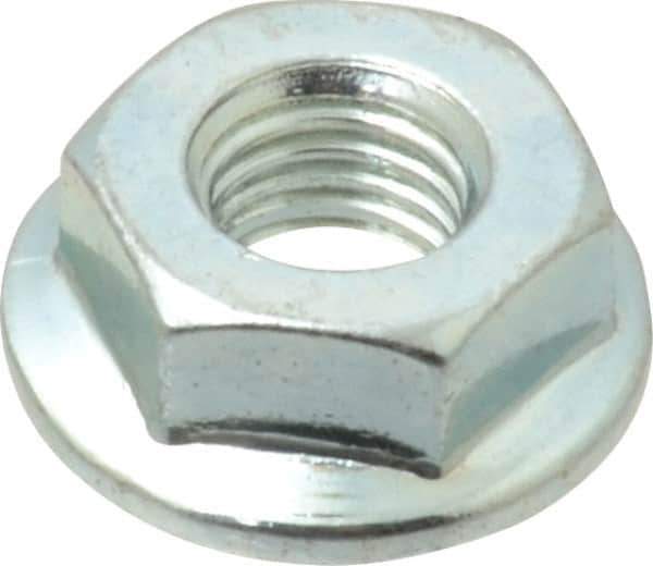 Value Collection - 1/4-28, 19/32" Flange Diam, Serrated Flange Nut - Grade Grade 2 Steel, Zinc-Plated Finish, 0.236" Flange Height - Apex Tool & Supply