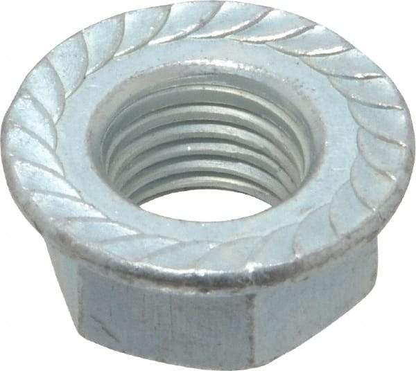 Value Collection - 3/8-24, 3/4" Flange Diam, Serrated Flange Nut - Grade Grade 2 Steel, Zinc-Plated Finish, 0.347" Flange Height - Apex Tool & Supply