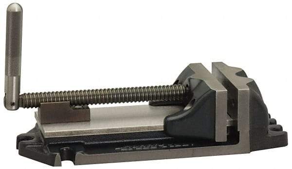 Cardinal Tool - 6" Jaw Opening Capacity x 2" Throat Depth, Horizontal Drill Press Vise - 6" Wide Jaw, Stationary Base, Rapid Action, 15" OAL x 3-11/16" Overall Height, Steel - Apex Tool & Supply