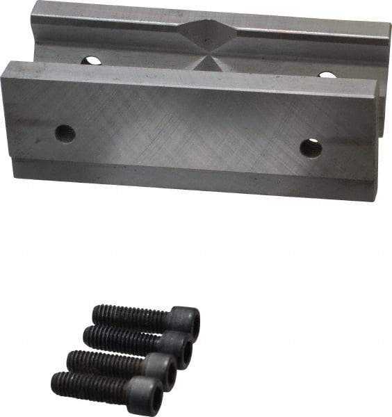 Cardinal Tool - 6" Wide x 2mm High, Step Vise Jaw - Hard, Steel, Fixed Jaw, Compatible with 6" Vises - Apex Tool & Supply