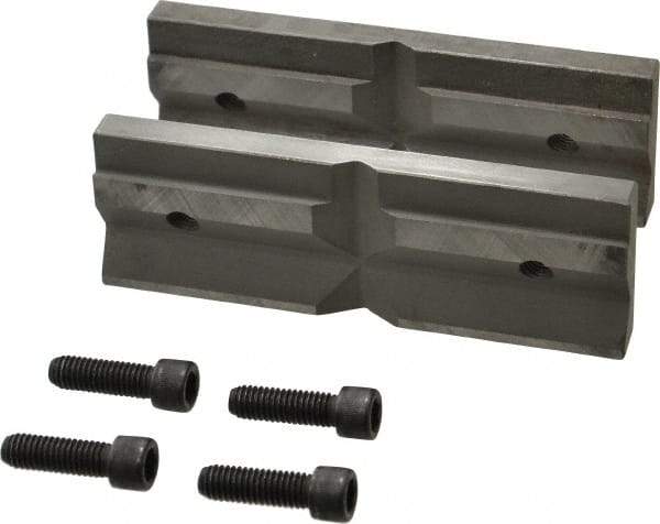 Cardinal Tool - 6" Wide x 2mm High, V-Groove Vise Jaw - Hard, Steel, Fixed Jaw, Compatible with 6" Vises - Apex Tool & Supply