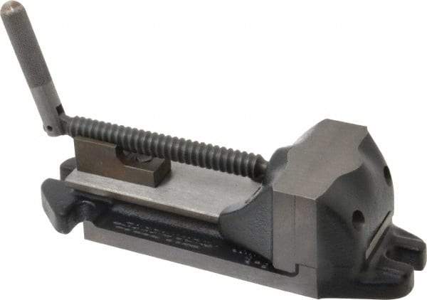 Cardinal Tool - 3" Jaw Opening Capacity x 1-1/2" Throat Depth, Horizontal Drill Press Vise - 3" Wide Jaw, Stationary Base, Rapid Action, 9" OAL x 2-9/16" Overall Height, Steel - Apex Tool & Supply
