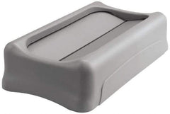 Rubbermaid - Rectangle Lid for Use with 23 Gal Rectangular Trash Cans - Gray, Plastic, For Slim Jim Trash Cans - Apex Tool & Supply