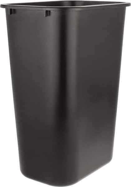 Rubbermaid - 41 Qt Black Rectangle Trash Can - Polyethylene, 19-7/8" High x 15-1/4" Long x 11" Wide - Apex Tool & Supply