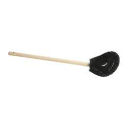 Made in USA - 15" OAL Toilet Bowl Brush - Nylon Bristles, 15" Wood Handle, Black - Apex Tool & Supply