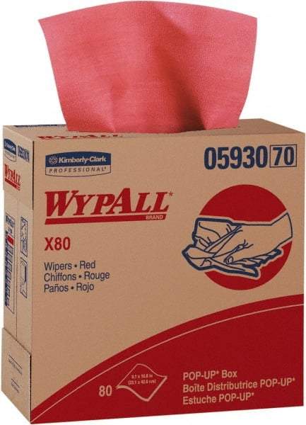 WypAll - Dry Shop Towel/Industrial Wipes - Pop-Up, 16-3/4" x 9" Sheet Size, Red - Apex Tool & Supply