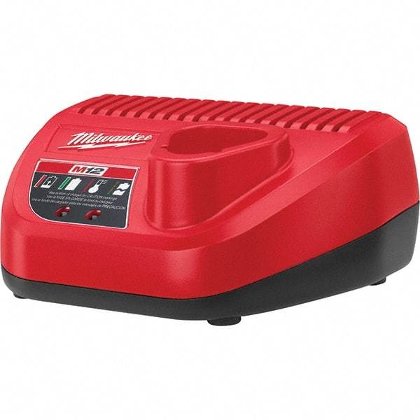 Milwaukee Tool - 12 Volt, 1 Battery Lithium-Ion Power Tool Charger - 1 hr (Lithium-Ion) & 30 min (Red Lithium) to Charge, AC Wall Outlet Power Source - Apex Tool & Supply
