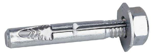 Wej-It - 1/4" Diam, 1/4" Drill, 2-3/4" OAL, Wedge Expansion Concrete Anchor - Steel, Zinc-Plated Finish, Hex Nut Head, Hex Drive, 1/2" Thread Length - Apex Tool & Supply