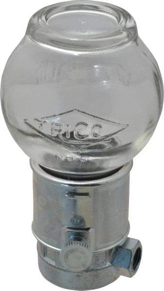 Trico - 1 Outlet, Glass Bowl, 8 Ounce Constant-Level Oil Reservoir - 1/4 NPT Outlet, 3-3/16" Diam x 6-11/16" High - Apex Tool & Supply