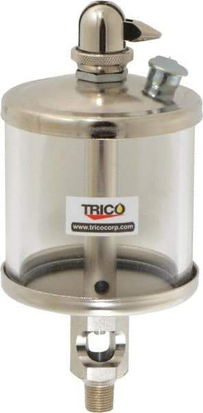 Trico - 1 Outlet, Glass Bowl, 5 Ounce Manual-Adjustable Oil Reservoir - 1/8 NPT Outlet, 2-5/8" Diam x 6-1/16" High - Apex Tool & Supply