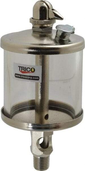 Trico - 1 Outlet, Glass Bowl, 5 Ounce Manual-Adjustable Oil Reservoir - 1/4 NPT Outlet, 2-5/8" Diam x 6-1/16" High - Apex Tool & Supply