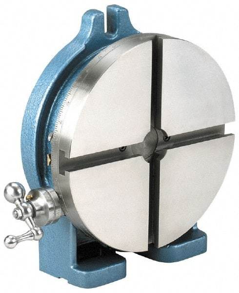 Palmgren - 10" Table Diam, Horizontal & Vertical Rotary Machining Table - 3-1/2" Centerline Height, 1-5/8" Bore Diam, 5/8" T-Slot Width - Apex Tool & Supply