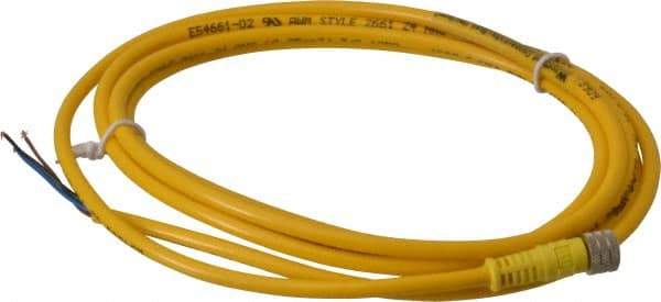 Brad Harrison - 4 Amp, M8 Female Straight to Pigtail Cordset Sensor and Receptacle - 60 VAC, 75 VDC, 2m Cable Length, IP68 Ingress Rating - Apex Tool & Supply