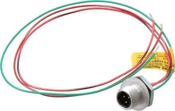 Brad Harrison - 4 Amp, 1/2-20 UNF Male Straight Receptacle - 250 VAC/VDC, 0.31m Cable Length, IP67 Ingress Rating - Apex Tool & Supply