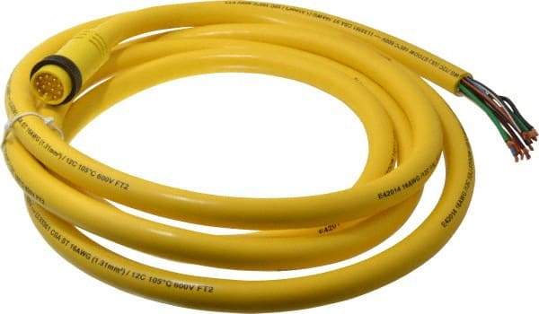 Brad Harrison - 5 Amp, Male Straight to Pigtail Cordset Sensor and Receptacle - 600 Volt, 3.66m Cable Length, IP67 Ingress Rating - Apex Tool & Supply