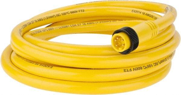 Brad Harrison - 8 Amp, Male Straight to Pigtail Cordset Sensor and Receptacle - 600 Volt, 3.66m Cable Length, IP67 Ingress Rating - Apex Tool & Supply