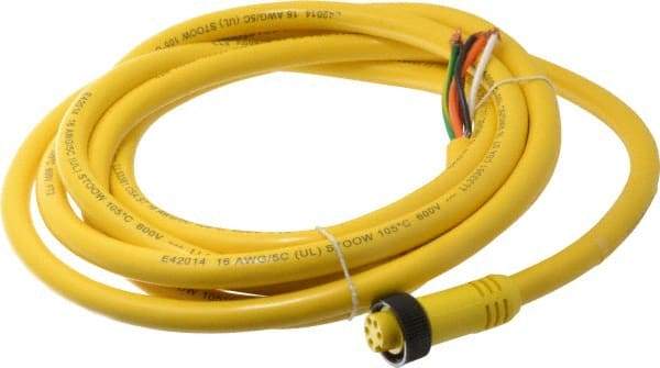 Brad Harrison - 8 Amp, Female Straight to Pigtail Cordset Sensor and Receptacle - 600 Volt, 3.66m Cable Length, IP67 Ingress Rating - Apex Tool & Supply