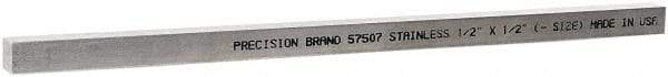 Value Collection - 12" Long x 1/2" High x 1/2" Wide, Plain Key Stock - Stainless Steel - Apex Tool & Supply