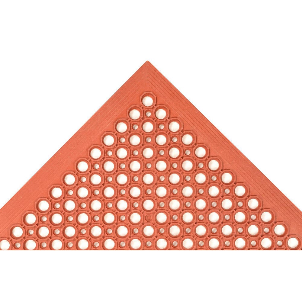 Anti-Fatigue Mat: 120.0000″ Length, 36.0000″ Wide, 1/2″ Thick, Nitrile Rubber, Beveled Edge, Medium Duty Large Drainage Holes, Red, Wet/Dry and Greasy Areas