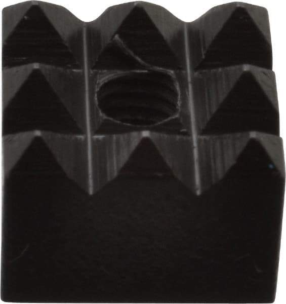 Fairlane - 1/2" Square, 10-32 Thread, 3/8" High, Coarse Tooth Grade, Diamond Serration, High Speed Steel, Square Positioning Gripper - 0.03 x 45A° Chamfer, Black Oxide Finish - Apex Tool & Supply