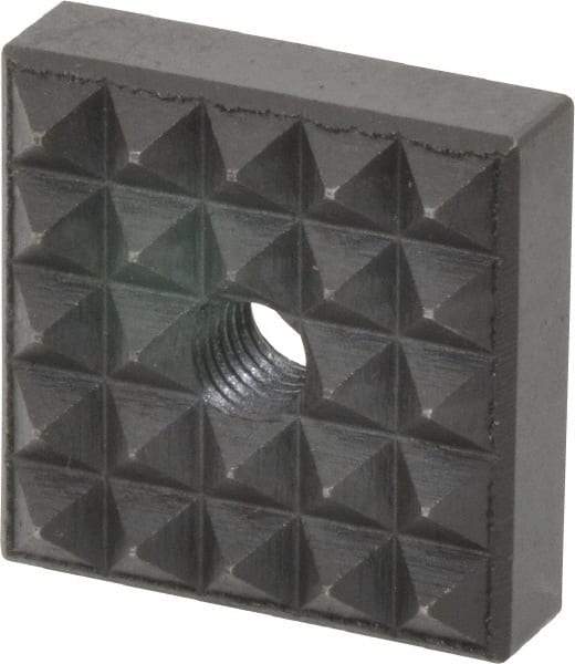 Fairlane - 1" Square, 1/4-28 Thread, 3/8" High, Coarse Tooth Grade, Diamond Serration, High Speed Steel, Square Positioning Gripper - 0.03 x 45A° Chamfer, Black Oxide Finish - Apex Tool & Supply