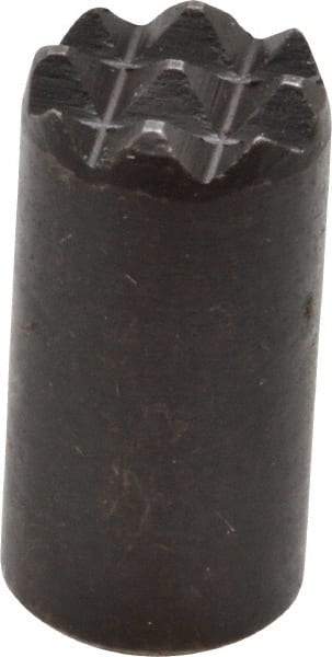 Fairlane - 8-32 Thread, 1/4" Diam, 1/2" High, Threaded, Extra Fine Tooth Grade Diamond Serration Tooth Pattern, High Speed Steel, Round Positioning Gripper - Black Oxide Coated - Apex Tool & Supply