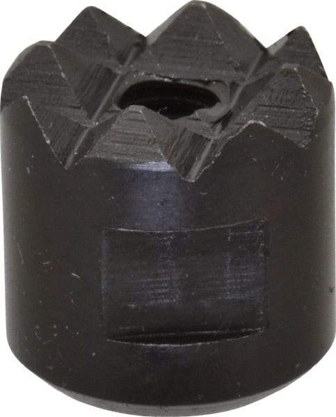 Fairlane - 10-32 Thread, 1/2" Diam, 1/2" High, Threaded, Coarse Tooth Grade Diamond Serration Tooth Pattern, High Speed Steel, Round Positioning Gripper - 3/16" Flat Width, Black Oxide Coated - Apex Tool & Supply