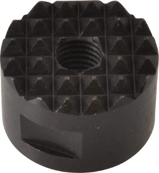 Fairlane - 1/4-28 Thread, 3/4" Diam, 1/2" High, Threaded, Fine Tooth Grade Diamond Serration Tooth Pattern, High Speed Steel, Round Positioning Gripper - 3/16" Flat Width, Black Oxide Coated - Apex Tool & Supply