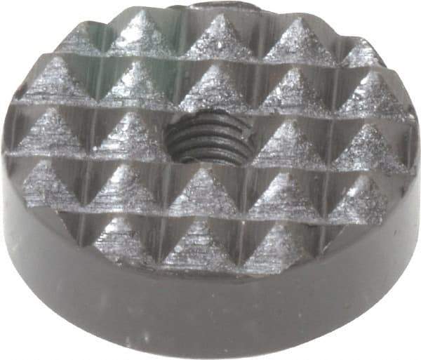 Fairlane - 1/4-28 Thread, 1" Diam, 3/8" High, Threaded, Coarse Tooth Grade Diamond Serration Tooth Pattern, High Speed Steel, Round Positioning Gripper - 3/16" Flat Width, Black Oxide Coated - Apex Tool & Supply
