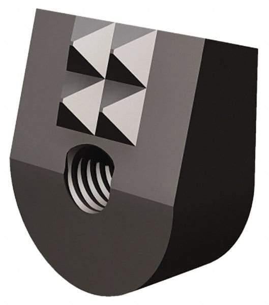 Fairlane - 4 Point 10-32 High Speed Steel Angled Positioning Gripper - Black Oxide Finish, 3/8" High, 9/16" Wide, 0.65" Top Length, 0.6" Bottom Length, 15° Gripping Angle, 0.03 x 45° Chamfer - Apex Tool & Supply