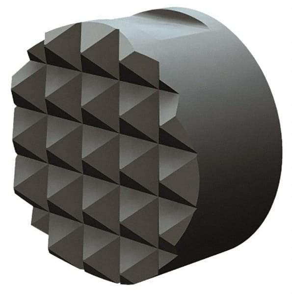 Fairlane - 10-32 Thread, 1/2" Diam, 1/2" High, Threaded, 4-Point Tooth Grade Diamond Serration Tooth Pattern, Solid Carbide, Round Positioning Gripper - 3/16" Flat Width, Uncoated - Apex Tool & Supply