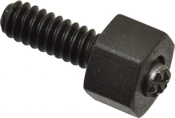 Fairlane - 10-24, 1/2" Thread Length, 5/32" Ball Diam, Serrated Ball Pad Surface, Alloy Steel, Black Oxide, Hex Head, Swivel Action Gripper Assemblies - 5/16" Head Height, 3/8" Hex, 5/32" Contact Diam, High Speed Steel Ball - Apex Tool & Supply