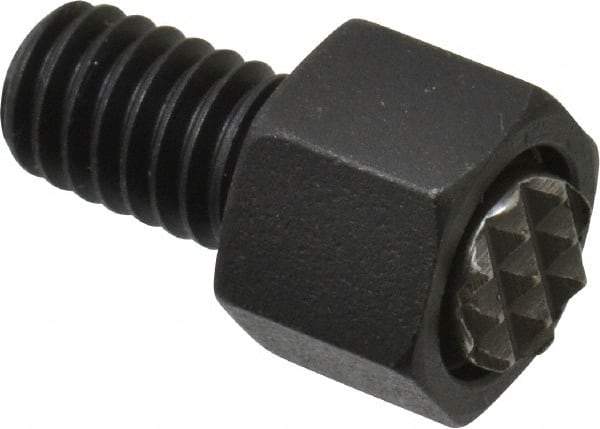 Fairlane - 5/16-18, 1/2" Thread Length, 5/16" Ball Diam, Serrated Ball Pad Surface, Alloy Steel, Black Oxide, Hex Head, Swivel Action Gripper Assemblies - 7/16" Head Height, 1/2" Hex, 5/16" Contact Diam, High Speed Steel Ball - Apex Tool & Supply