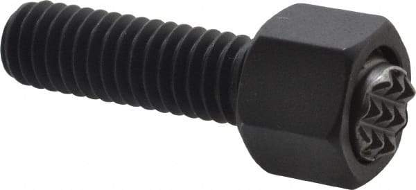 Fairlane - 5/16-18, 1" Thread Length, 5/16" Ball Diam, Serrated Ball Pad Surface, Alloy Steel, Black Oxide, Hex Head, Swivel Action Gripper Assemblies - 7/16" Head Height, 1/2" Hex, 5/16" Contact Diam, High Speed Steel Ball - Apex Tool & Supply