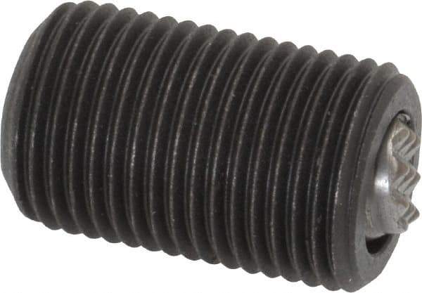 Fairlane - 5/8-18, 1" Thread Length, 3/8" Ball Diam, Serrated Ball Pad Surface, Alloy Steel, Black Oxide, Threaded, Swivel Action Gripper Assemblies - 5/16" Contact Diam, High Speed Steel Ball - Apex Tool & Supply