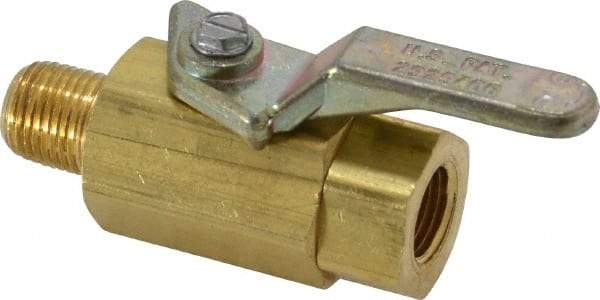 Specialty Mfr - 1/8" Pipe, Brass Standard Ball Valve - Inline - Two Way Flow, MNPT x FNPT Ends, Lever Handle, 500 WOG - Apex Tool & Supply